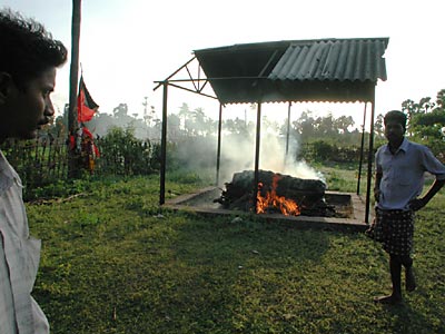 Cremation of a body in an indian village