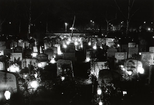 All saints day. Candles on the cemetery