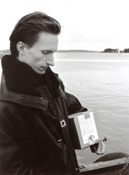 Anders on the pier with the ashes of his mother