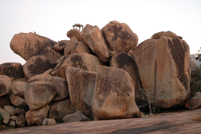 hampi huge boulders in sunset