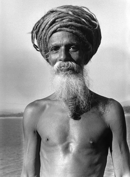 Sadhus, the holy men of India. Sadhu in India long hair and beard in dread 