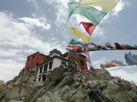 Ladakh leh tibetan monastery prayer flags