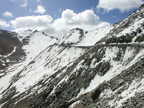 Highest motorable road in the world. The village of Himank altitude 5.602 meters  18.380 feet