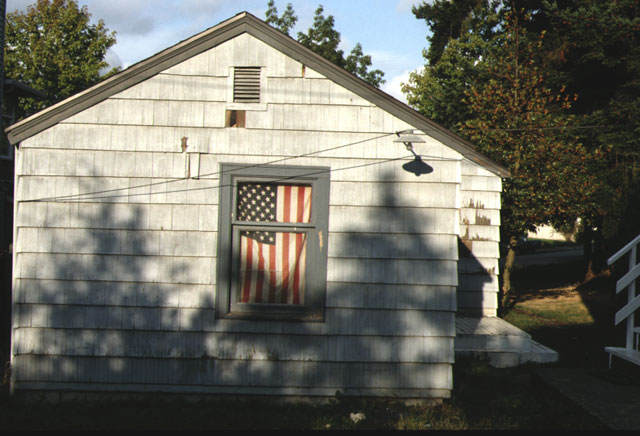 usa flag curtain sunset window