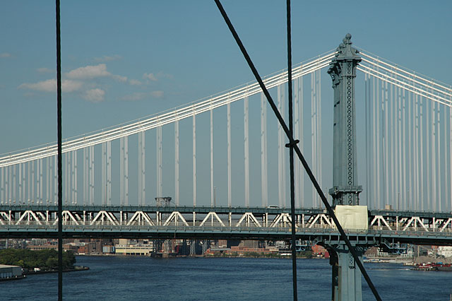 Photographed from Brooklyn bridge, in the background Manhattan Bridge