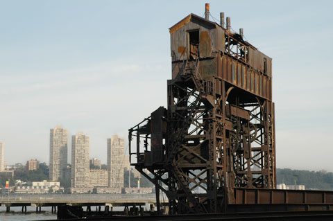 hudson river old harbor building rusty in metal nice morning light