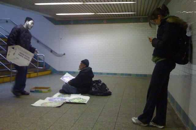 Two street artists talk, New York subway